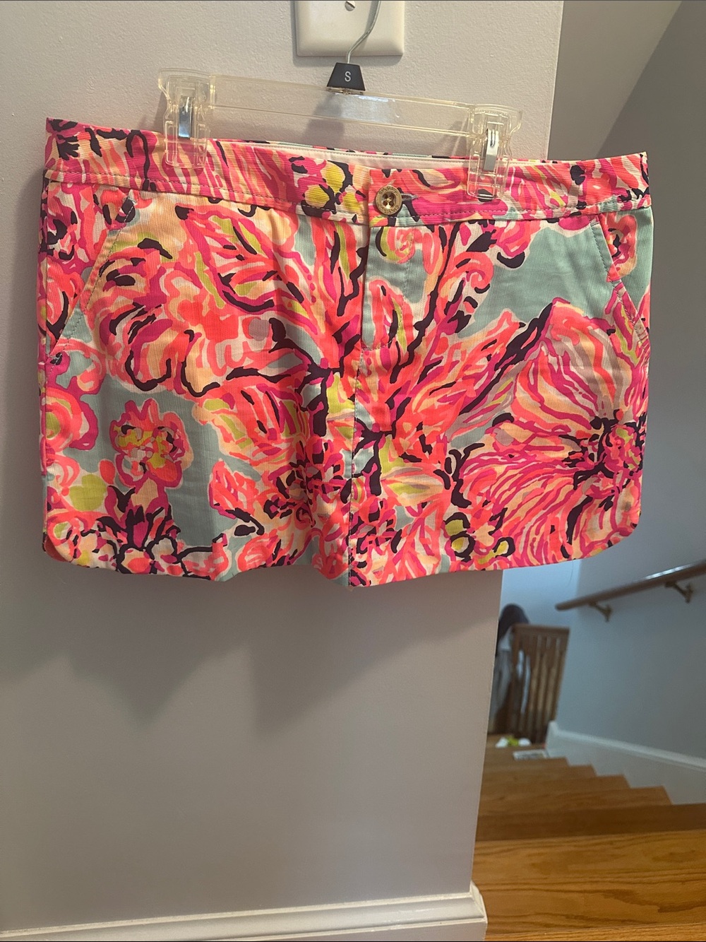 Lilly Pulitzer Pink and Aqua Floral High-Waist Short